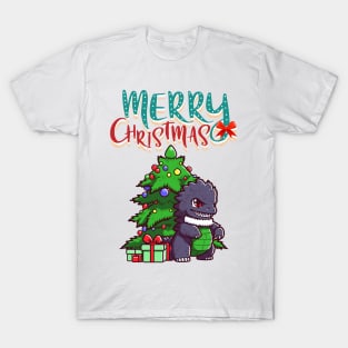 Merry Christmas Cool Monster Typographic T-Shirt